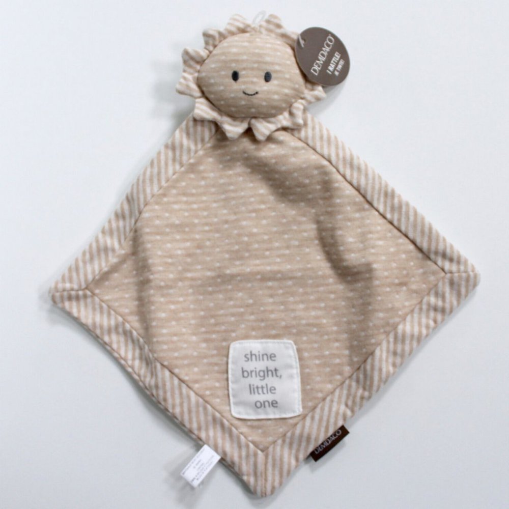 Demdaco Moon & Back Sun Blankie Lovey Security Blanket Rattle - Tan
